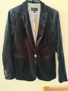 J. Crew Velvet Single-Button Blazer in Black